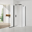 SWISS AQUA TECHNOLOGIES - Swiss Aqua Technologies Fusion ensemble porte pivotante /paroi 80x90cm anticalcaire avec profilés noir mat (SATFUD80S90C-SET) - vignette