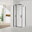 SWISS AQUA TECHNOLOGIES - Swiss Aqua Technologies Fusion ensemble porte pivotante /paroi 90x90cm anticalcaire avec profilés noir mat (SATFUDP90S90C-SET) - vignette