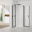 SWISS AQUA TECHNOLOGIES - Swiss Aqua Technologies Fusion Portes de douche acces en angle pivotantes 100x80cm anticalcaire avec profilés noir mat (SATFUDP10080C-SET) - vignette