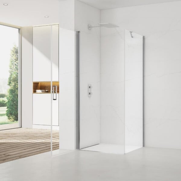 SWISS AQUA TECHNOLOGIES - Swiss Aqua Technologies Fusion ensemble porte pivotante /paroi 80x100cm anticalcaire avec profilés chrome brillant (SATFUD80S100-SET) - large