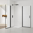 SWISS AQUA TECHNOLOGIES - Swiss Aqua Technologies Fusion Portes de douche acces en angle pivotantes 100x100cm anticalcaire avec profilés noir mat (SATFUD100100C-SET) - vignette
