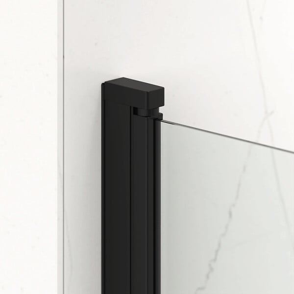 SWISS AQUA TECHNOLOGIES - Swiss Aqua Technologies Fusion Portes de douche acces en angle pivotantes 100x100cm anticalcaire avec profilés noir mat (SATFUD100100C-SET) - large
