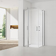 SWISS AQUA TECHNOLOGIES - Swiss Aqua Technologies Fusion Portes de douche acces en angle pivotantes 90x80cm anticalcaire avec profilés chrome brillant (SATFUDP9080-SET) - vignette