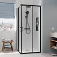 CERAMIA - CASCADA Porte de douche 90x90x195cm coulissante anticalcaire avec profilés Noir mat (CERAHC9090B) - vignette