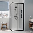 CERAMIA - CASCADA Porte de douche 90x90x195cm coulissante anticalcaire avec profilés Noir mat (CERAHC9090B) - vignette