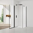 SWISS AQUA TECHNOLOGIES - Swiss Aqua Technologies Fusion ensemble porte pivotante /paroi 80x80cm anticalcaire avec profilés noir mat (SATFUD80S80C-SET) - vignette