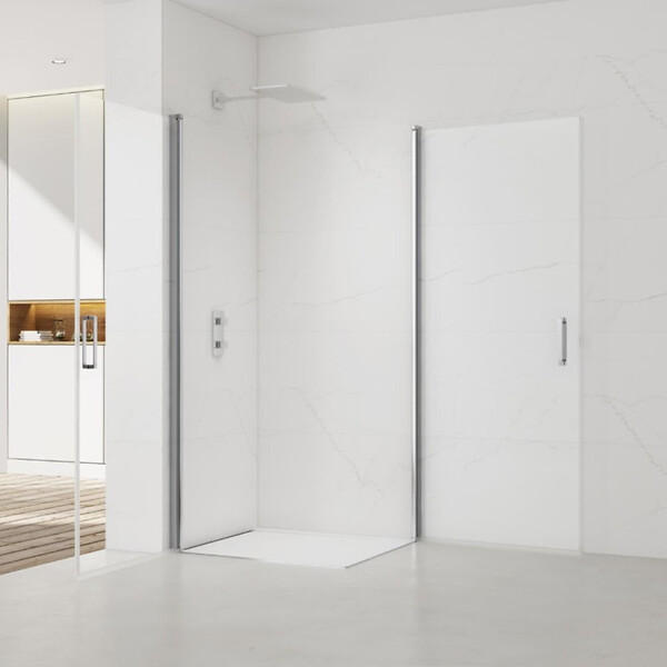SWISS AQUA TECHNOLOGIES - Swiss Aqua Technologies Fusion Portes de douche acces en angle pivotantes 90x90cm anticalcaire avec profilés chrome brillant (SATFUD9090-SET) - large