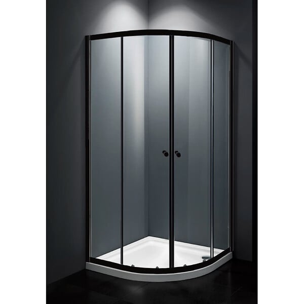 SWISS AQUA TECHNOLOGIES - Swiss Aqua Technologies SAT PROJECT Douche quart de cercle 90x90cm coulissante avec profilé noir mat (SATPROMUS90CT) - large