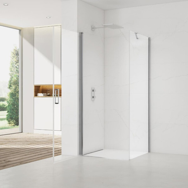 SWISS AQUA TECHNOLOGIES - Swiss Aqua Technologies Fusion ensemble porte pivotante /paroi 90x90cm anticalcaire avec profilés chrome brillant (SATFUD90S90-SET) - large