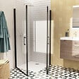 SWISS AQUA TECHNOLOGIES - Swiss Aqua Technologies Fusion Portes de douche acces en angle pivotantes 80x80cm anticalcaire avec profilés noir mat (SATFUD8080C-SET) - vignette