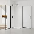 SWISS AQUA TECHNOLOGIES - Swiss Aqua Technologies Fusion Portes de douche acces en angle pivotantes 100x80cm anticalcaire avec profilés noir mat (SATFUD10080C-SET) - vignette