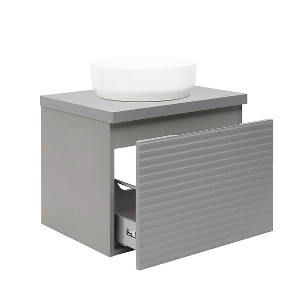 NATUREL - Meuble de salle de bain sous lavabo Naturel Savona 58x43x44,8 cm gris mat (SAVONA60GMD) - large