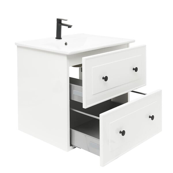 NATUREL - Naturel Meuble de salle de bain avec lavabo Naturel Forli 80x45x46 cm blanc (FORLI80BIU) - large