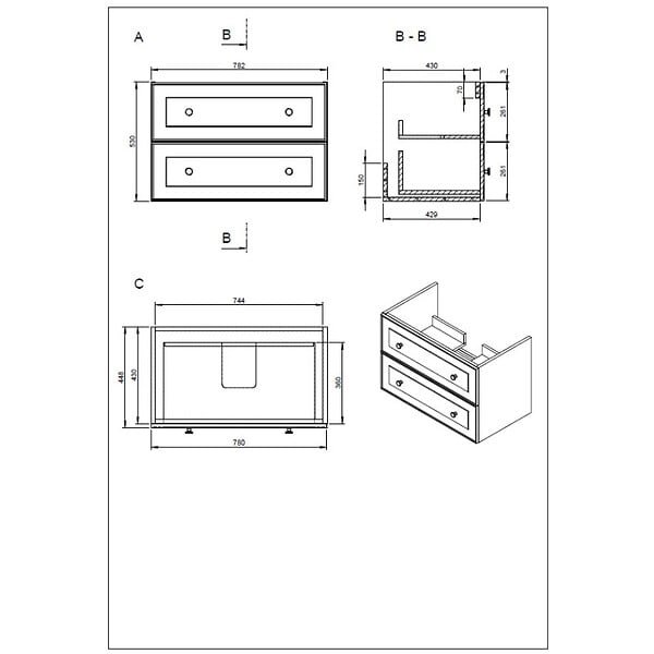 NATUREL - Naturel Meuble de salle de bain avec lavabo Naturel Forli 80x45x46 cm blanc (FORLI80BIU) - large