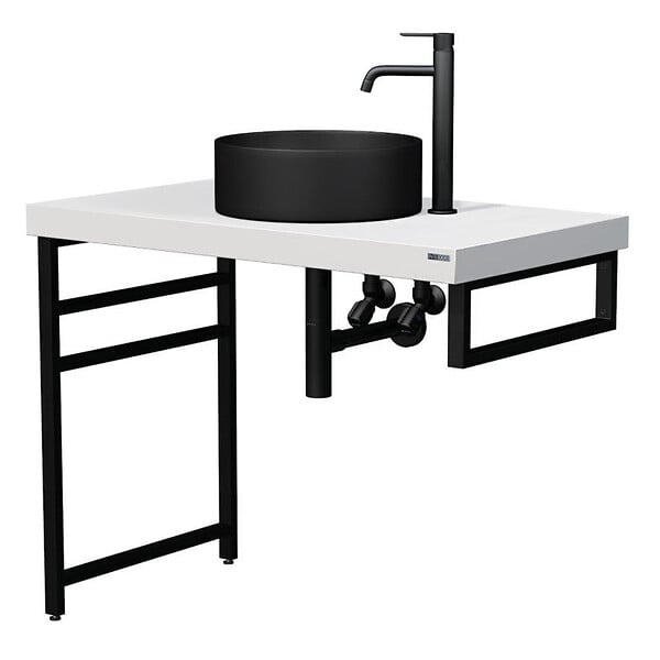 NATUREL - Console murale pour lavabo 45 x 14 cm en acier noir mat Naturel Dolce (KONZOLEH45CM) - large
