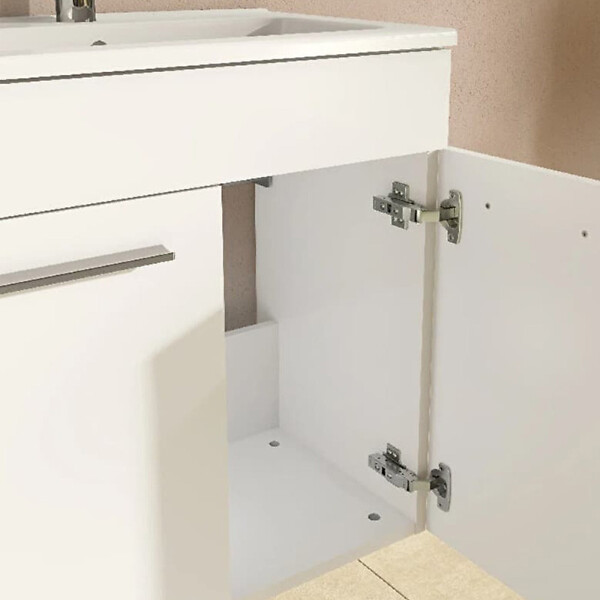 VITRA - Vitra  Mia ensemble meuble non assemblé 59x61x39,5 cm + miroir + lavabo céramique +  éclairage LED, blanc brillant (MIASETFP60B) - large