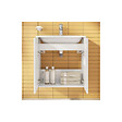 VITRA - Vitra  Mia ensemble meuble non assemblé 59x61x39,5 cm + miroir + lavabo céramique +  éclairage LED, blanc brillant (MIASETFP60B) - vignette