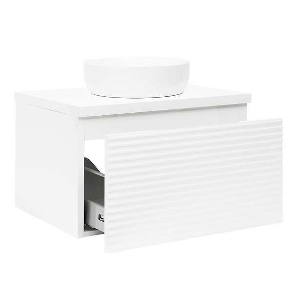 NATUREL - Naturel SAVONA Meuble de salle de bain suspendu 98x43x44,8 cm, Blanc Brillant (SAVONA100BID) - large