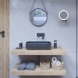 EGGER - Egger Set Naturel plan vasque 80x8x50 cm + 2 fixations porte serviette 45 cm, brun clair (DO8050DH-FIX3) - vignette