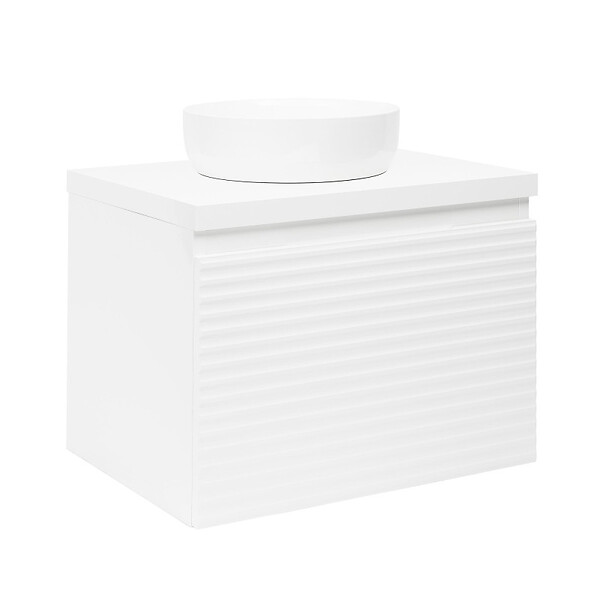 NATUREL - Meuble de salle de bain sous lavabo Naturel Savona 58x43x44,8 cm blanc brillant (SAVONA60BID) - large