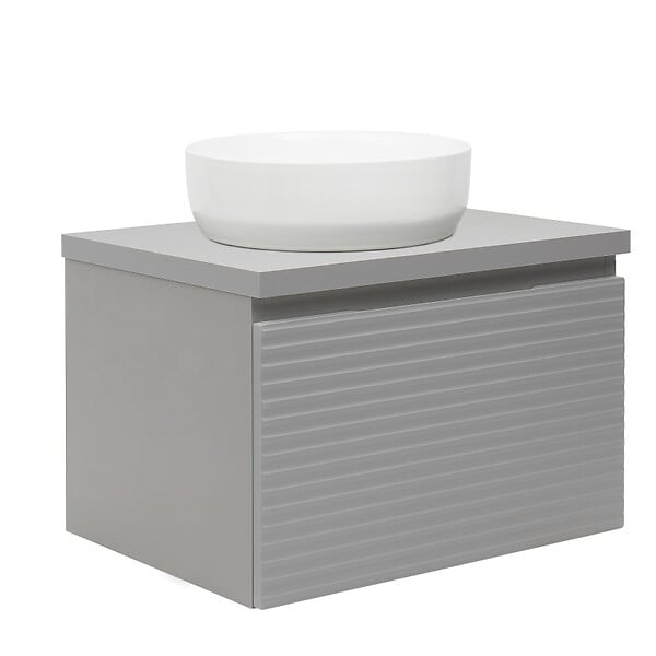 NATUREL - Naturel Meuble de salle de bain sous lavabo Naturel Savona 78x43x44,8 cm gris mat (SAVONA80GMD) - large