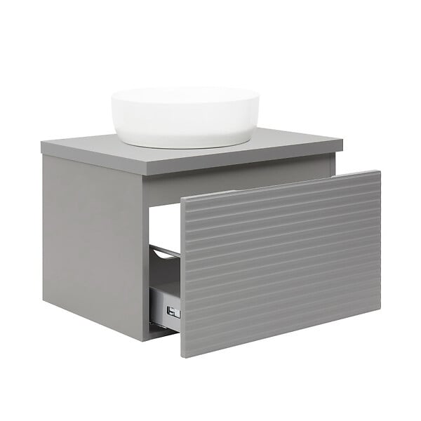 NATUREL - Naturel Meuble de salle de bain sous lavabo Naturel Savona 78x43x44,8 cm gris mat (SAVONA80GMD) - large
