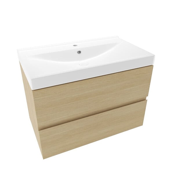 NATUREL - Naturel Verona 80x50x45,5 cm meuble de salle de bain mural, sans lavabo, bois clair (VERONA80SDBU) - large