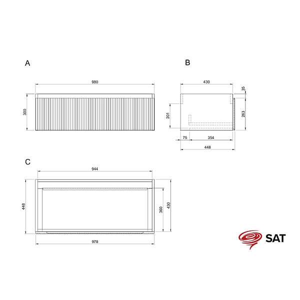 SWISS AQUA TECHNOLOGIES - Swiss Aqua Technologies Meuble de salle de bain avec comptoir en granit SAT Evolution 98x30x44,8 cm noyer mat (SATEVO100NAZ) - large