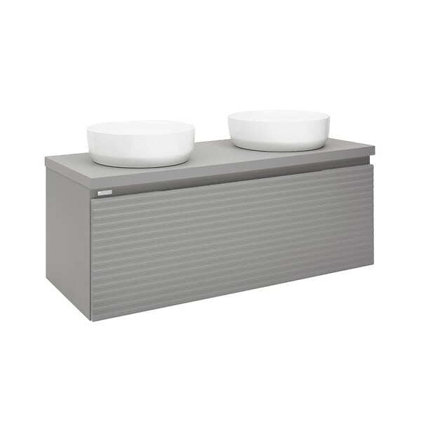 NATUREL - Naturel Meuble sous lavabo strié pour salle de bain Naturel Savona 118x43x44,8 cm gris mat (SAVONA120GMD) - large