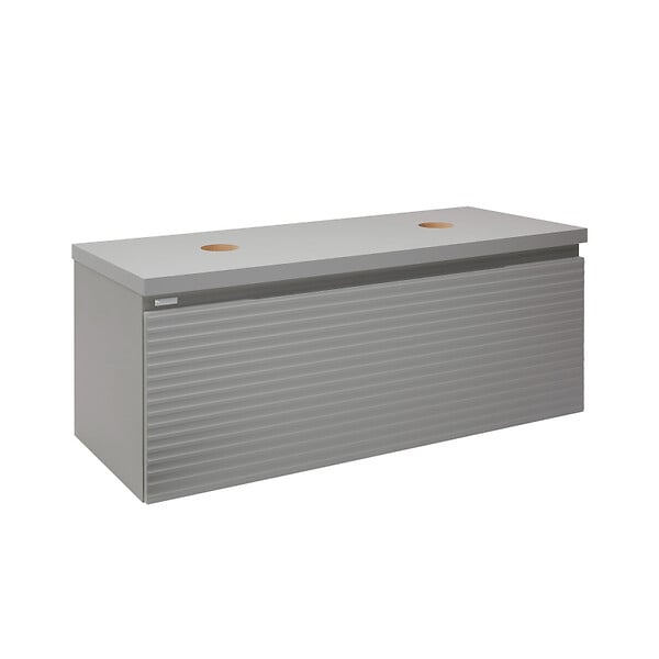 NATUREL - Naturel Meuble sous lavabo strié pour salle de bain Naturel Savona 118x43x44,8 cm gris mat (SAVONA120GMD) - large
