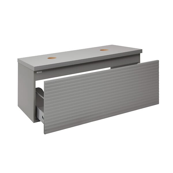 NATUREL - Naturel Meuble sous lavabo strié pour salle de bain Naturel Savona 118x43x44,8 cm gris mat (SAVONA120GMD) - large