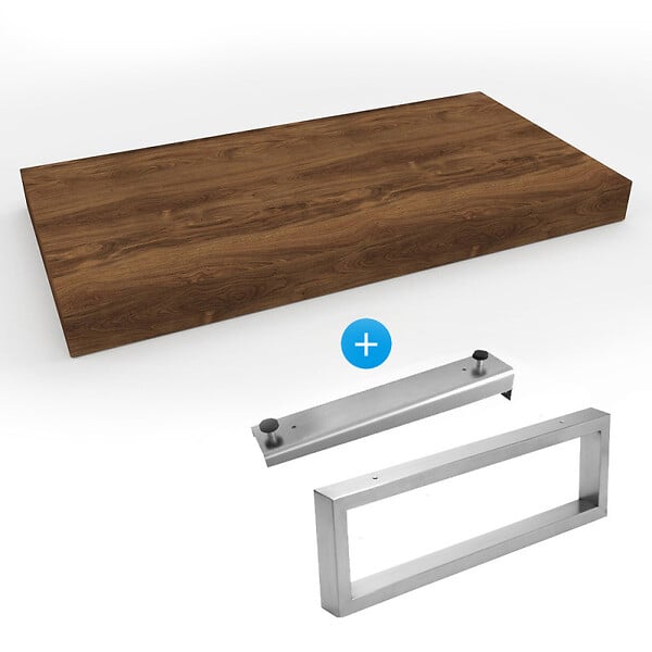 EGGER - Egger Set Naturel plan vasque 120x8x50 cm + fixation 39,5 cm + fixation porte serviette 45 cm, brun foncé (DO12050DT-FIX2) - large