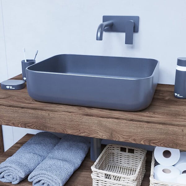 EGGER - Egger Set Naturel plan vasque 120x8x50 cm + fixation 39,5 cm + fixation porte serviette 45 cm, brun foncé (DO12050DT-FIX2) - large