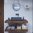 EGGER - Egger Set Naturel plan vasque 120x8x50 cm + fixation 39,5 cm + fixation porte serviette 45 cm, brun foncé (DO12050DT-FIX2) - vignette