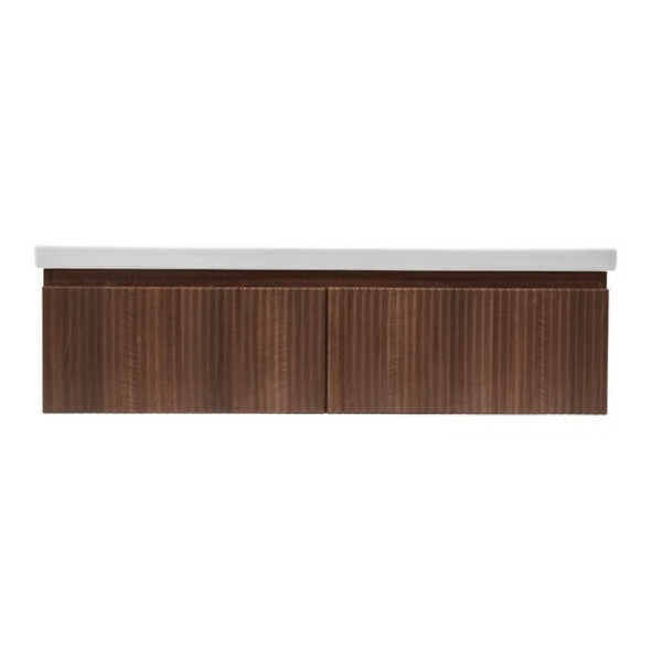 SWISS AQUA TECHNOLOGIES - Evolution 118x30x44,8 cm meuble sous vasque suspendu, noyer Aida mat (SATEVO120NA) - large