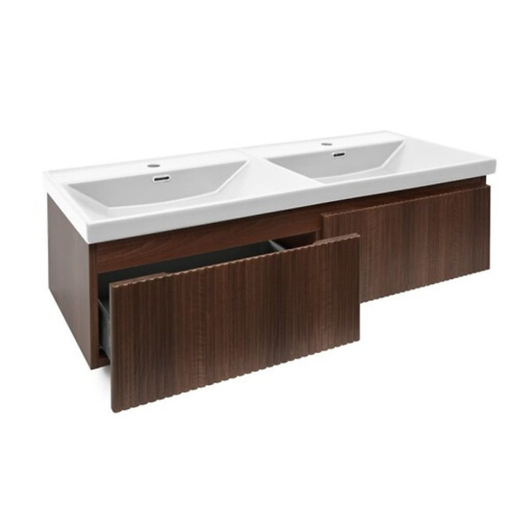 SWISS AQUA TECHNOLOGIES - Evolution 118x30x44,8 cm meuble sous vasque suspendu, noyer Aida mat (SATEVO120NA) - large