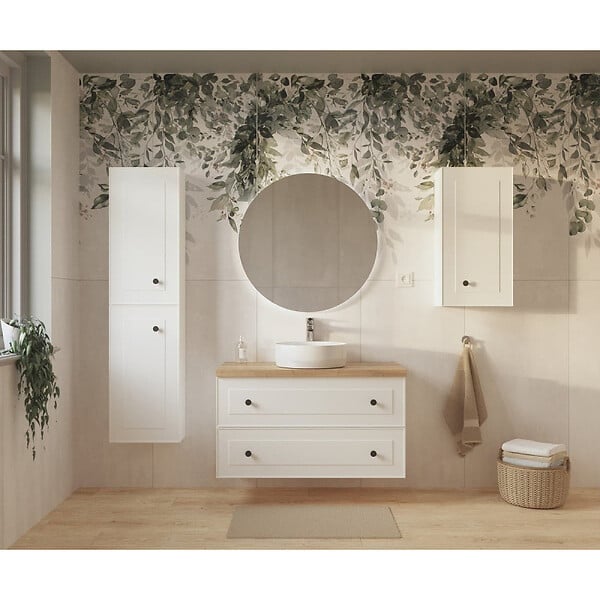 NATUREL - Naturel Meuble de salle de bain sous lavabo Naturel Forli 100x45x46 cm blanc (FORLI100BID) - large