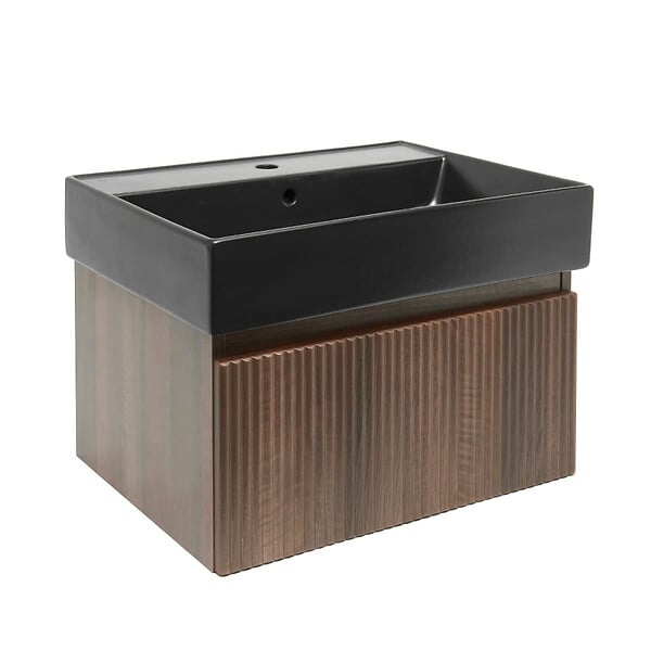 SWISS AQUA TECHNOLOGIES - Meuble de salle de bain avec lavabo SAT Evolution 58x30x44,8 cm noyer mat (SATEVO60NAU2B) - large