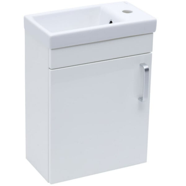NATUREL - Naturel Vario Dekor Set Meuble suspendu 40x50cm + Vasque en céramique, Blanc brillant (VARIO240BIBL) - large