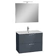 VITRA - Vitra  Mia ensemble avec meuble préassemblé 79x61x39,5 cm + miroir + lavabo + éclairage LED, anthracite brillant (MIASET80A) - vignette