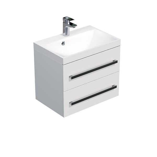 NATUREL - Naturel Meuble de salle de bain avec lavabo Naturel Cube Way 60x40 cm blanc brillant (CUBE260ZBL) - large