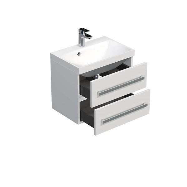 NATUREL - Naturel Meuble de salle de bain avec lavabo Naturel Cube Way 60x40 cm blanc brillant (CUBE260ZBL) - large