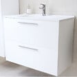 VITRA - Mia ensemble meuble préassemblé 79x61x39,5 cm avec lavabo, miroir avec éclairage LED, Blanc brillant (MIASET80B) - vignette