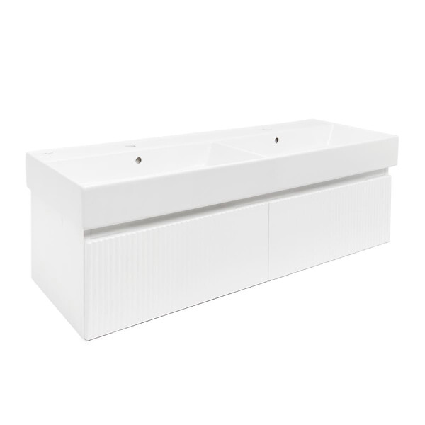 SWISS AQUA TECHNOLOGIES - Swiss Aqua Technologies Meuble de salle de bain avec lavabo SAT Evolution 118x30x44,8 cm blanc mat (SATEVO120WMU2) - large