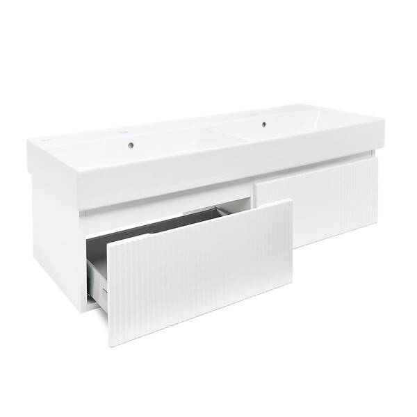SWISS AQUA TECHNOLOGIES - Swiss Aqua Technologies Meuble de salle de bain avec lavabo SAT Evolution 118x30x44,8 cm blanc mat (SATEVO120WMU2) - large