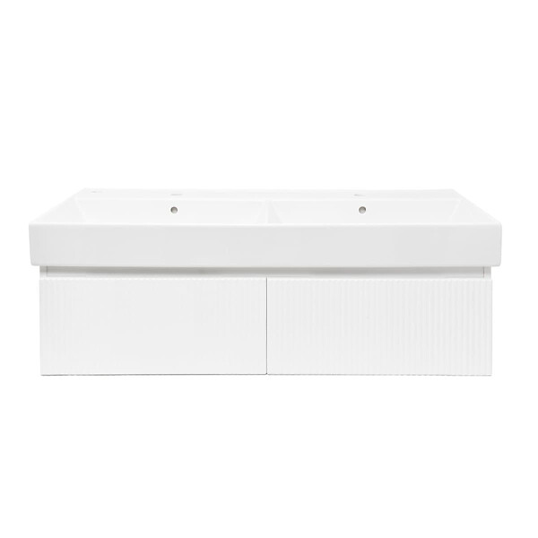SWISS AQUA TECHNOLOGIES - Swiss Aqua Technologies Meuble de salle de bain avec lavabo SAT Evolution 118x30x44,8 cm blanc mat (SATEVO120WMU2) - large