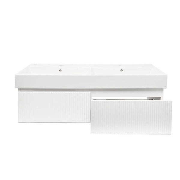 SWISS AQUA TECHNOLOGIES - Swiss Aqua Technologies Meuble de salle de bain avec lavabo SAT Evolution 118x30x44,8 cm blanc mat (SATEVO120WMU2) - large