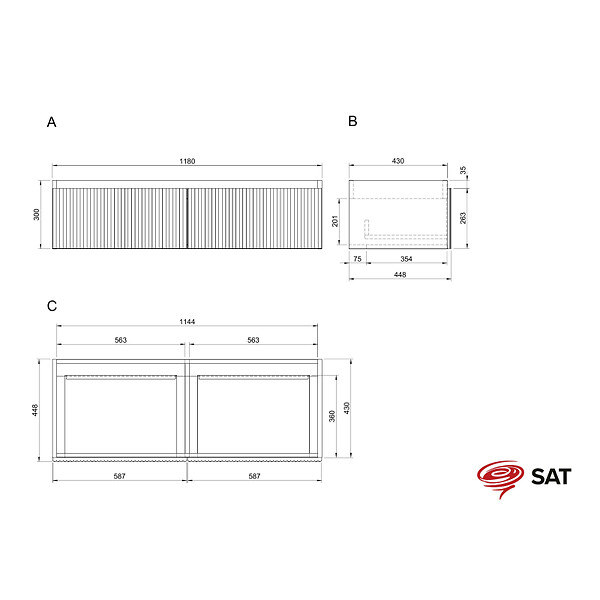 SWISS AQUA TECHNOLOGIES - Swiss Aqua Technologies Meuble de salle de bain avec lavabo SAT Evolution 118x30x44,8 cm blanc mat (SATEVO120WMU2) - large