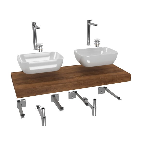 NATUREL - Ensemble de salle de bain SAT avec plaque sous lavabo Dolce 120x8x50 cm chêne charleston KSETDO19 - large