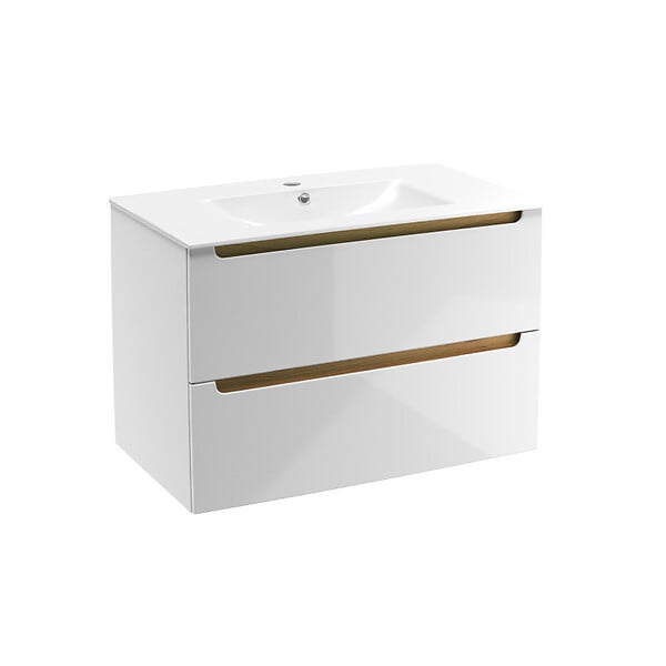NATUREL - Naturel Meuble de salle de bain MDF avec lavabo Naturel Stilla 80x60x45 cm blanc (STILLAD08057U1) - large